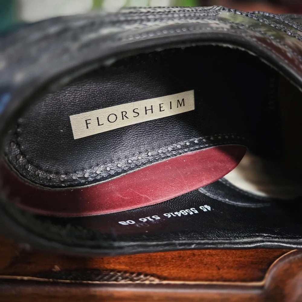 Florsheim Mens Black Leather Wingtip‎ Brogue Oxford Dress Shoes